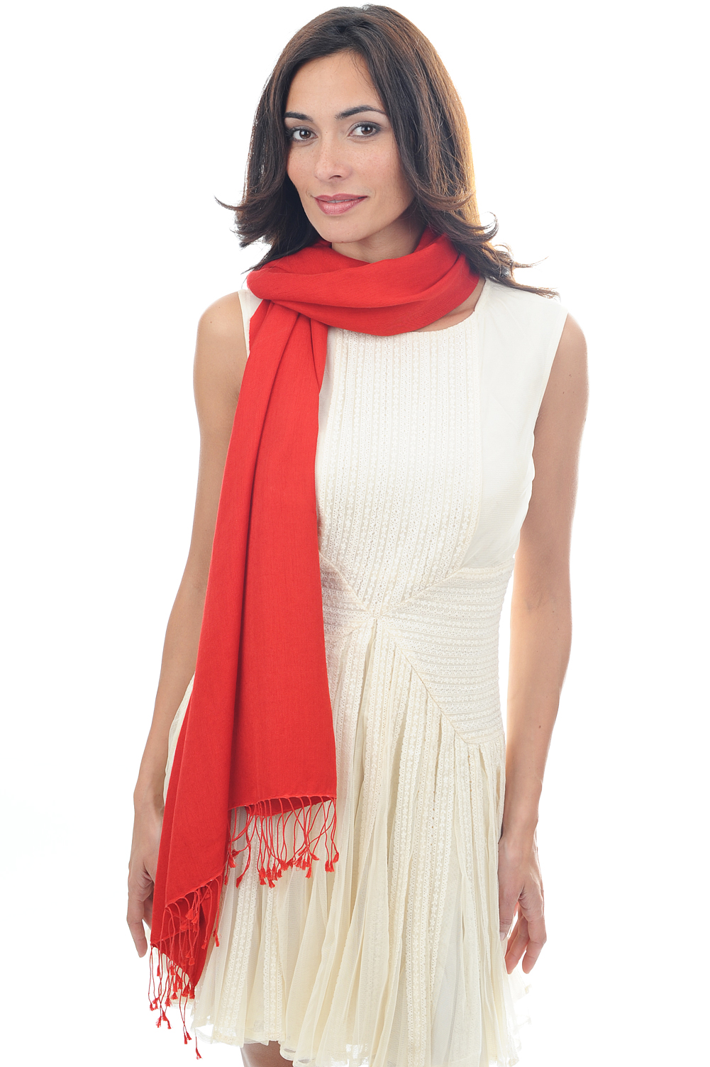 Cashmere & Seta accessori scialli platine rosso franco 201 cm x 71 cm